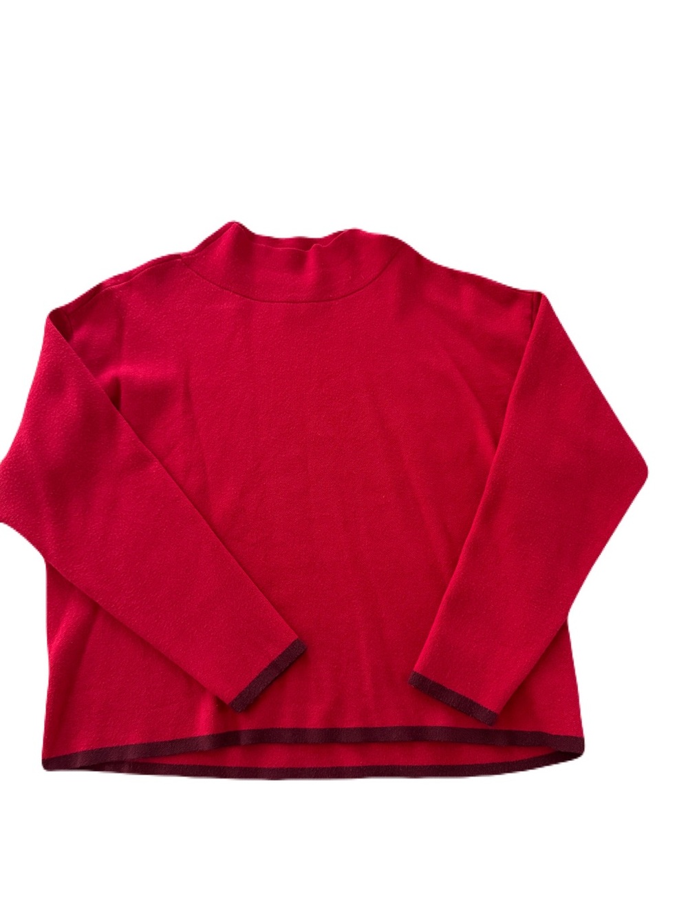 Women's Maeve Anthropologie Red Mock Neck Pullover Sweater Fall Size M